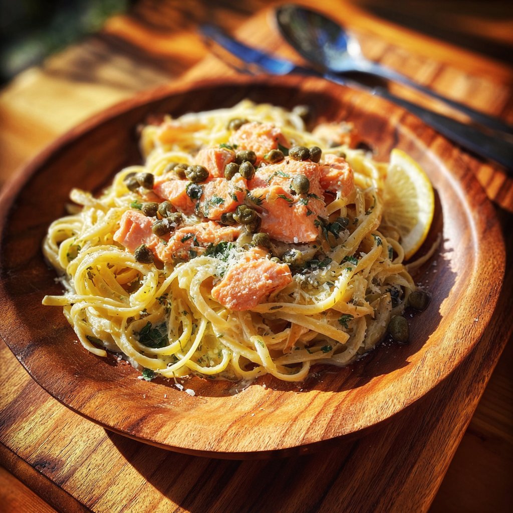 Lemon-Caper Salmon Pasta Toss